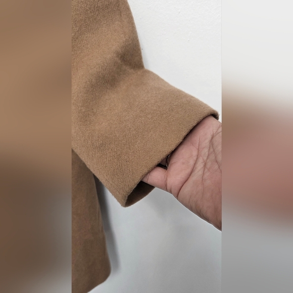 Levine Classic Vintage Sz 8 /M 100% Wool Tan Longline Coat/ Jacket Pockets - Picture 5 of 16